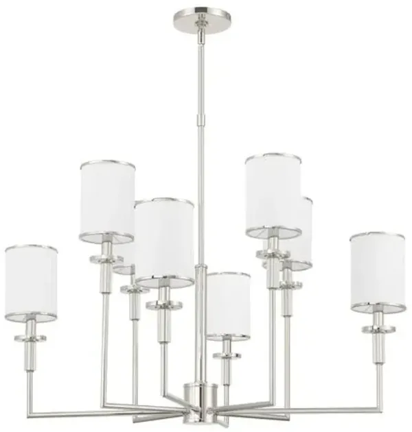 Hatfield 8-Light Silk Shade Chandelier - Crystorama - Silver