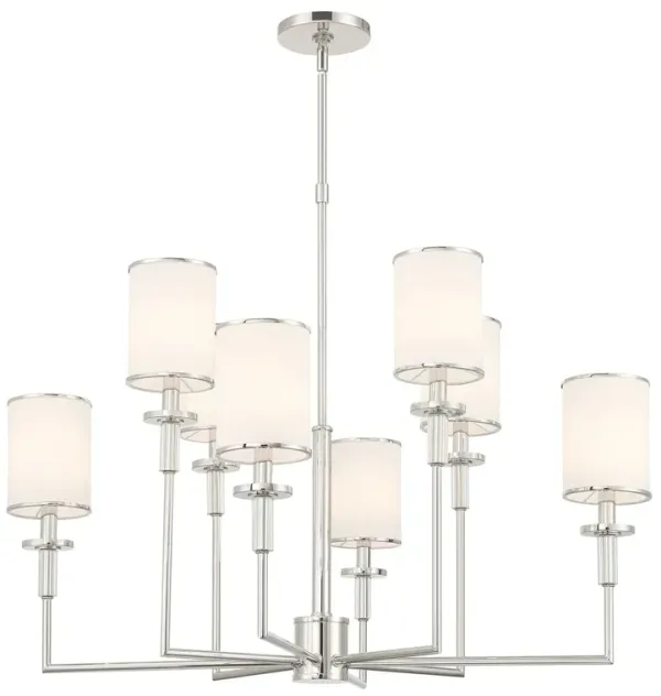 Hatfield 8-Light Silk Shade Chandelier - Crystorama - Silver