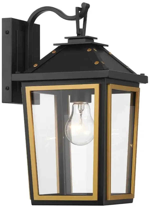 Hawkins 1-Light Outdoor Wall Sconce - Matte Black/Textured Gold - Crystorama