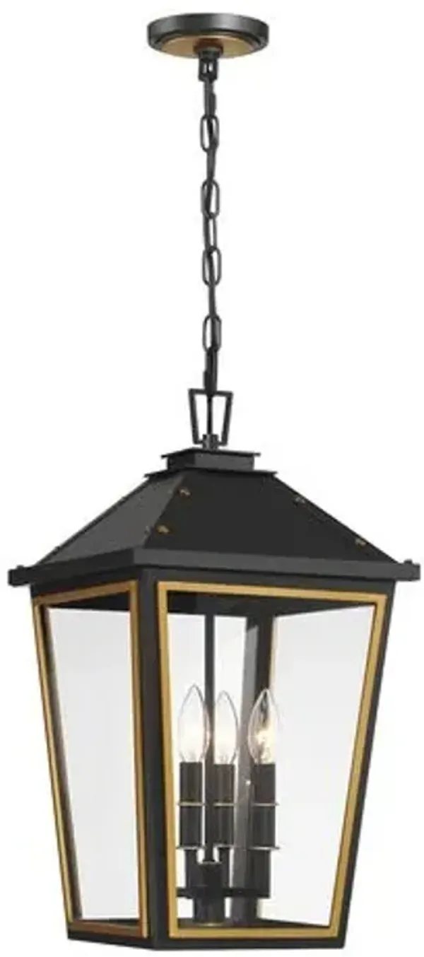 Hawkins 4-Light Outdoor Pendant - Matte Black/Textured Gold - Crystorama