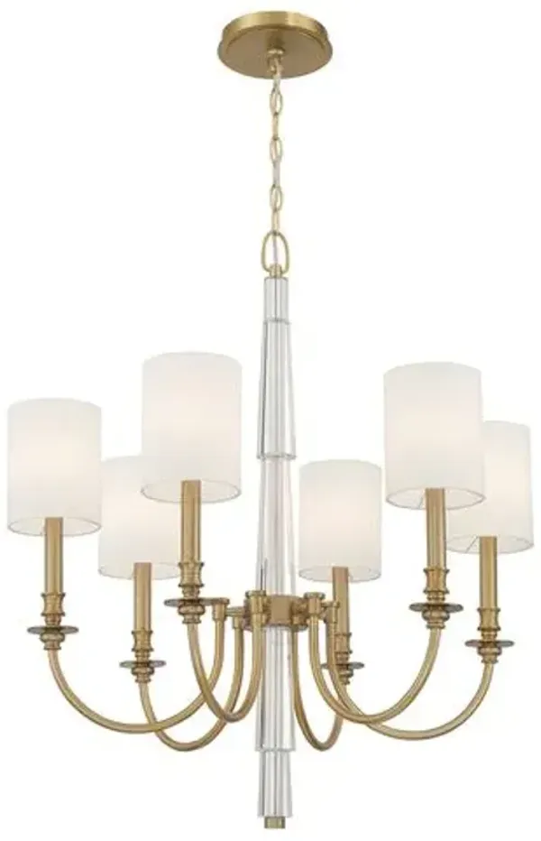 Lloyd 6-Light Chandelier - Aged Brass - Crystorama - Gold