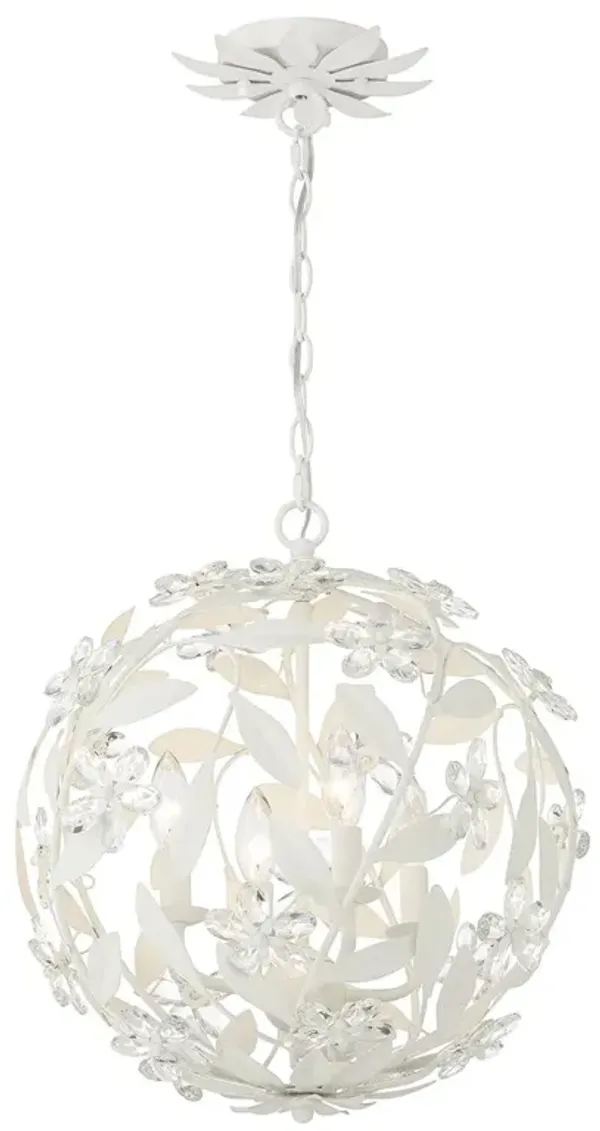 Marselle 4-Light Mini Hand Cut Floral Crystal Pendant - Crystorama - White