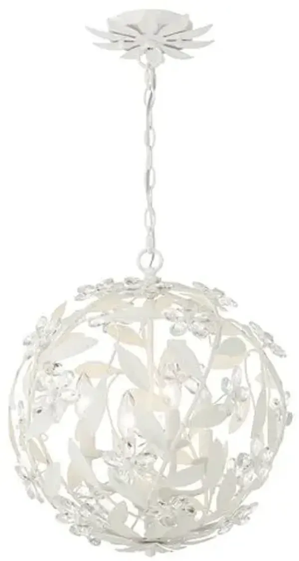 Marselle 4-Light Mini Hand Cut Floral Crystal Pendant - Crystorama - White