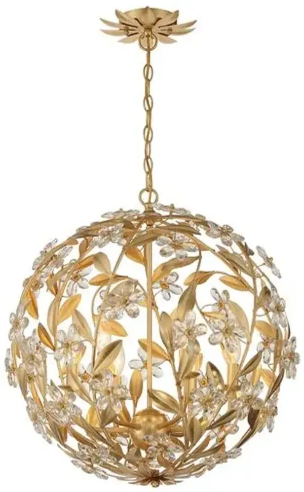 Marselle 6-Light Hand Cut Floral Crystal Pendant - Crystorama - Gold