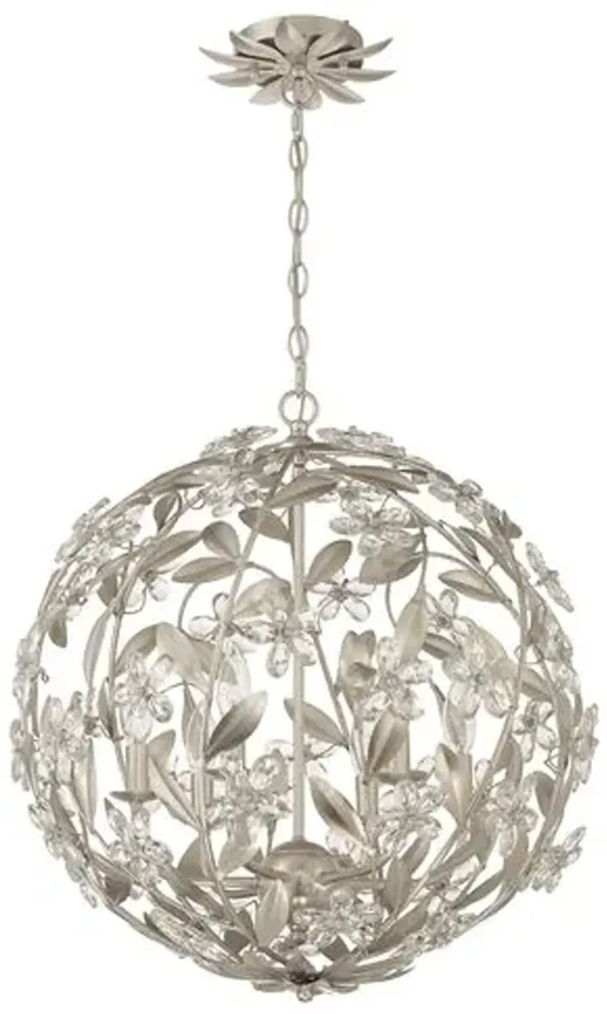 Marselle 6-Light Hand Cut Floral Crystal Pendant - Crystorama - Silver