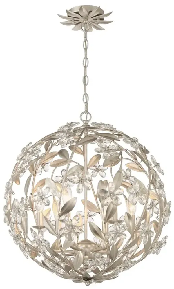 Marselle 6-Light Hand Cut Floral Crystal Pendant - Crystorama - Silver