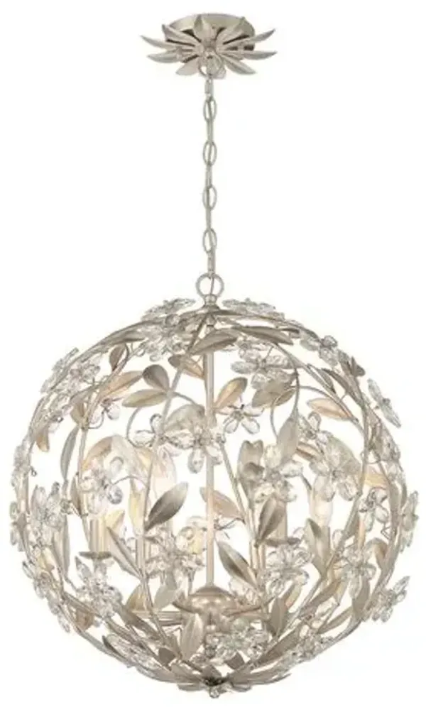 Marselle 6-Light Hand Cut Floral Crystal Pendant - Crystorama - Silver