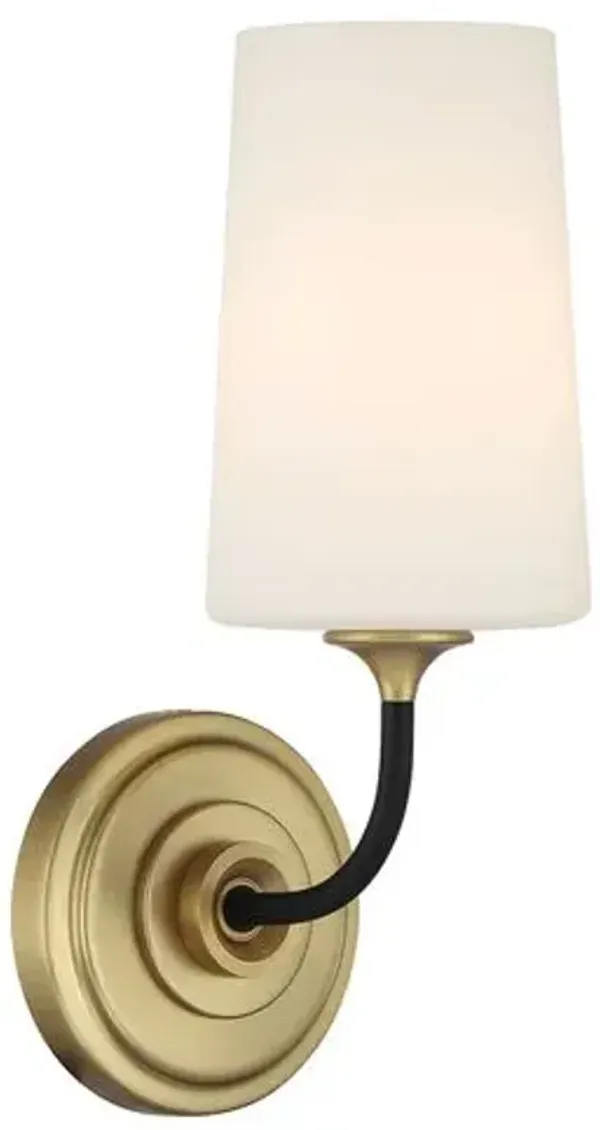 Niles 1-Light Wall Sconce - Black Forged/Modern Gold - Crystorama