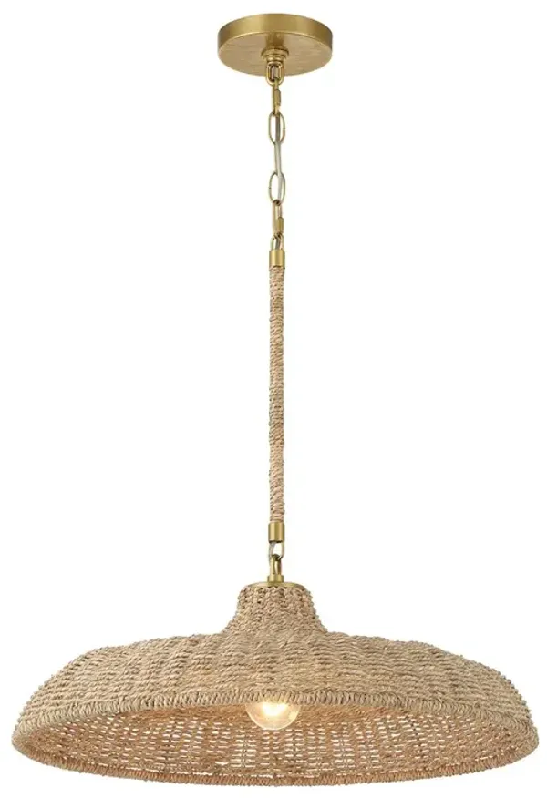 Odessa 1-Light Woven Lake Grass Pendant, Natural/Soft Gold