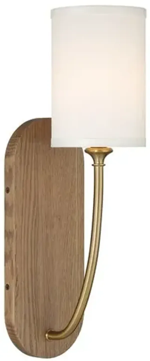 Preston 1-Light Wood Wall Sconce - Brown/Vibrant Gold - Crystorama