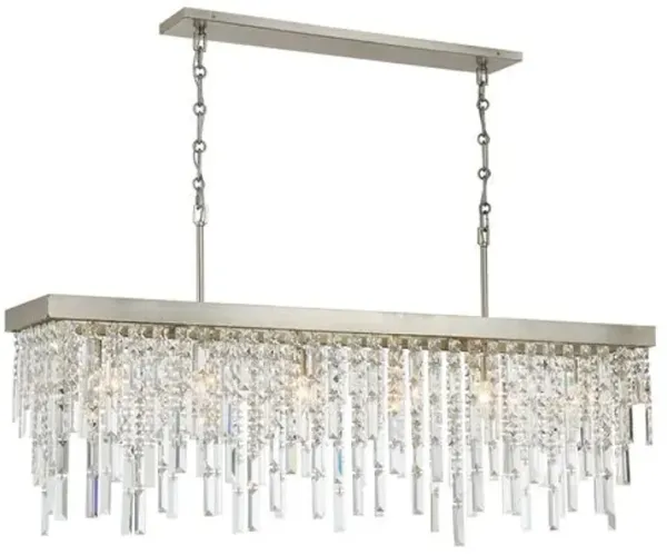 Winfield 6-Light Hand Cut Crystal Linear Chandelier - Antique Silver - Crystorama