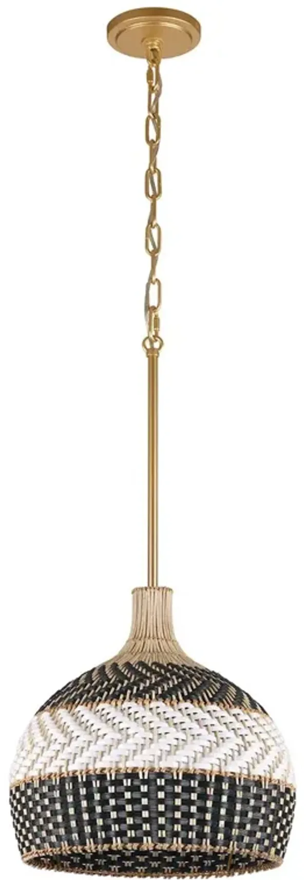 Zanzibar 3 Light Rattan Pendant - Crystorama - Handcrafted - Black