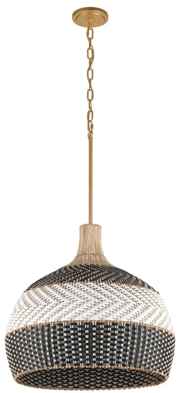 Zanzibar 5-Light Rattan Pendant - Soft Gold/Black - Crystorama - Handcrafted