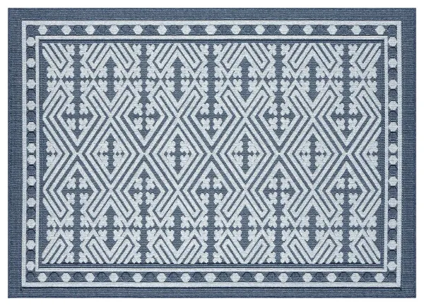 Musa Diamond Framework Outdoor Rug, Dark Blue