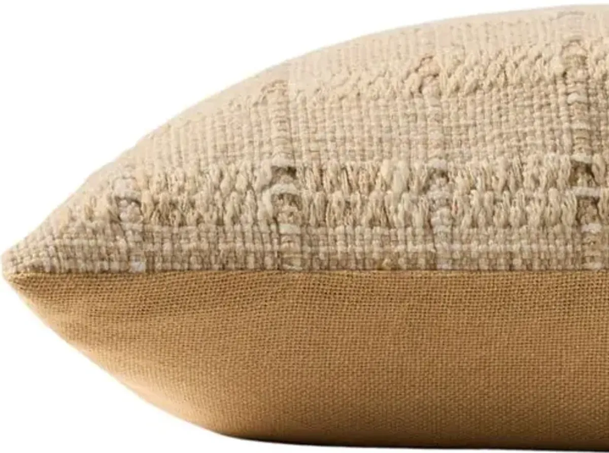 Vistara 20" Hand Loomed Plaid Pillow - Tan