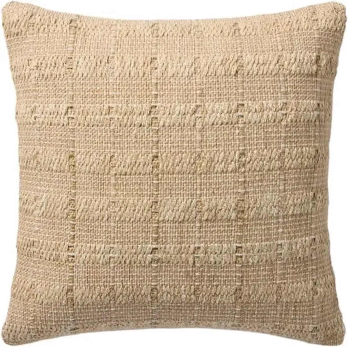 Vistara 20" Hand Loomed Plaid Pillow - Tan