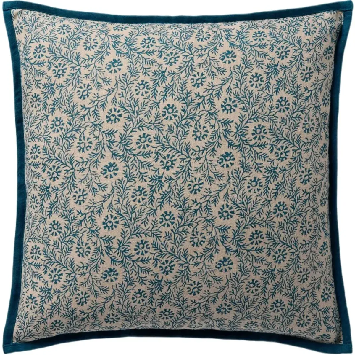 Miravo Floral 18" Linen Pillow, Blue