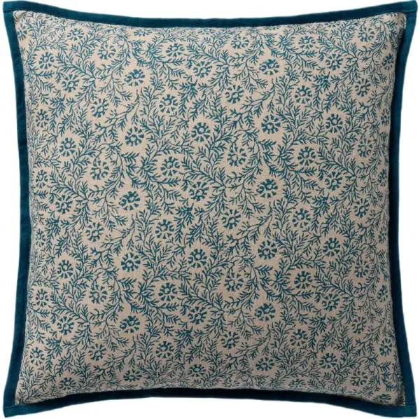 Miravo Floral 18" Linen Pillow, Blue
