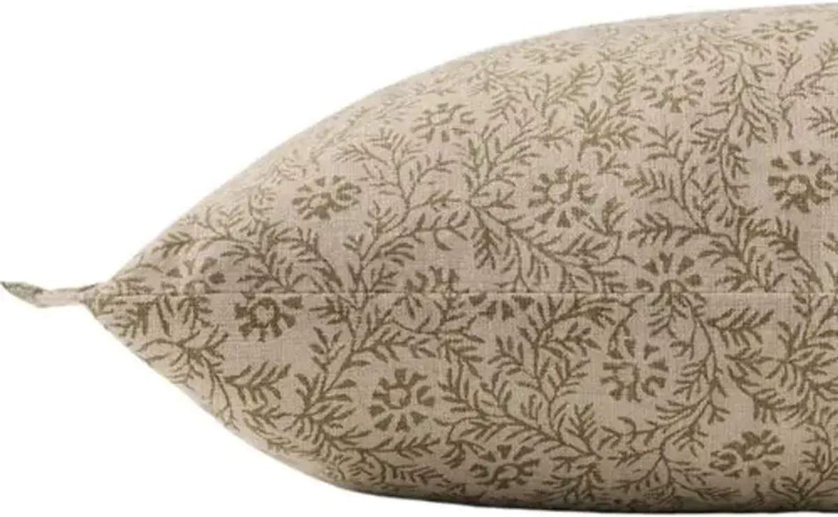 Miravo Floral 13"x21" Linen Lumbar Pillow - Green