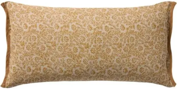 Miravo Floral 12"x27" Linen Lumbar Pillow - Yellow