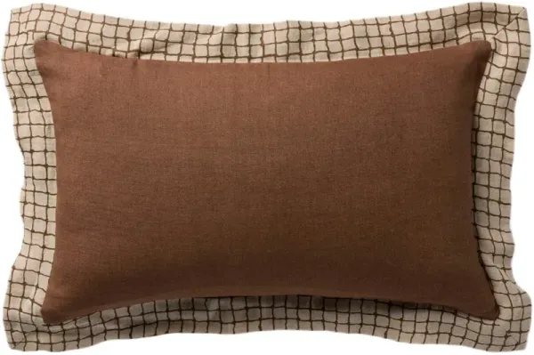 Lumeo Flange 13''x21'' Linen Lumbar Pillow, Brown
