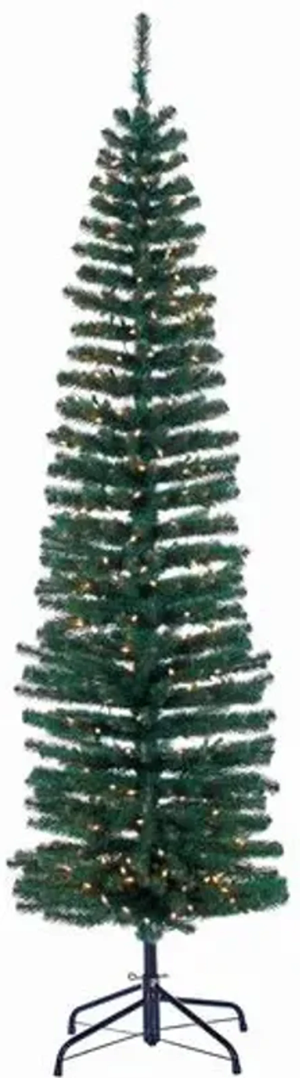 Tower Pencil Pine Tree With Clear Lights - Green