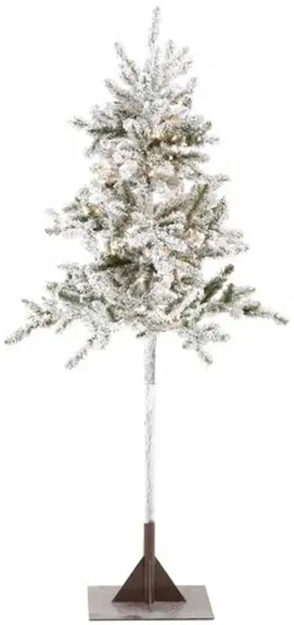 Flocked Pine Tree With Clear Lights - White