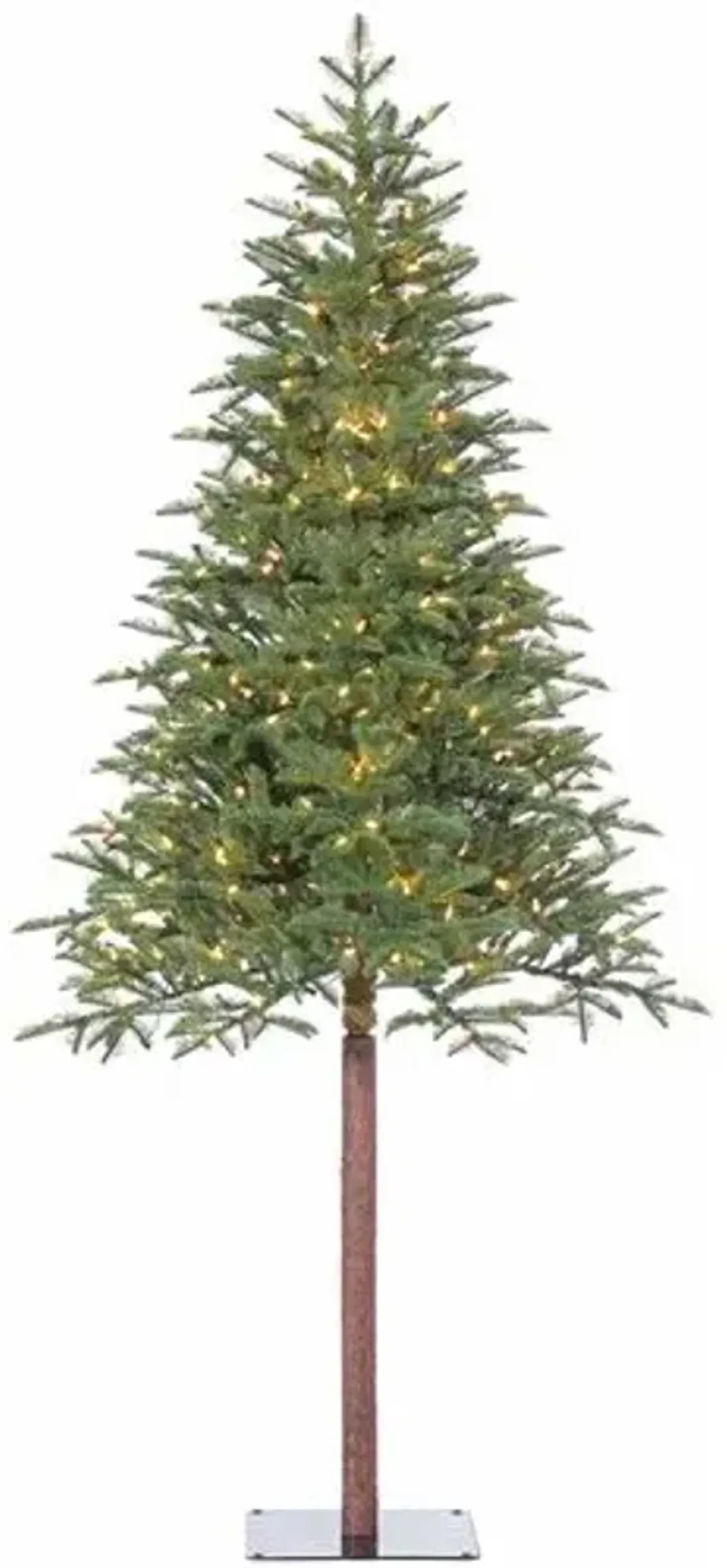 7' Pencil Pine Tree With 350 Warm White LED Lights - Green