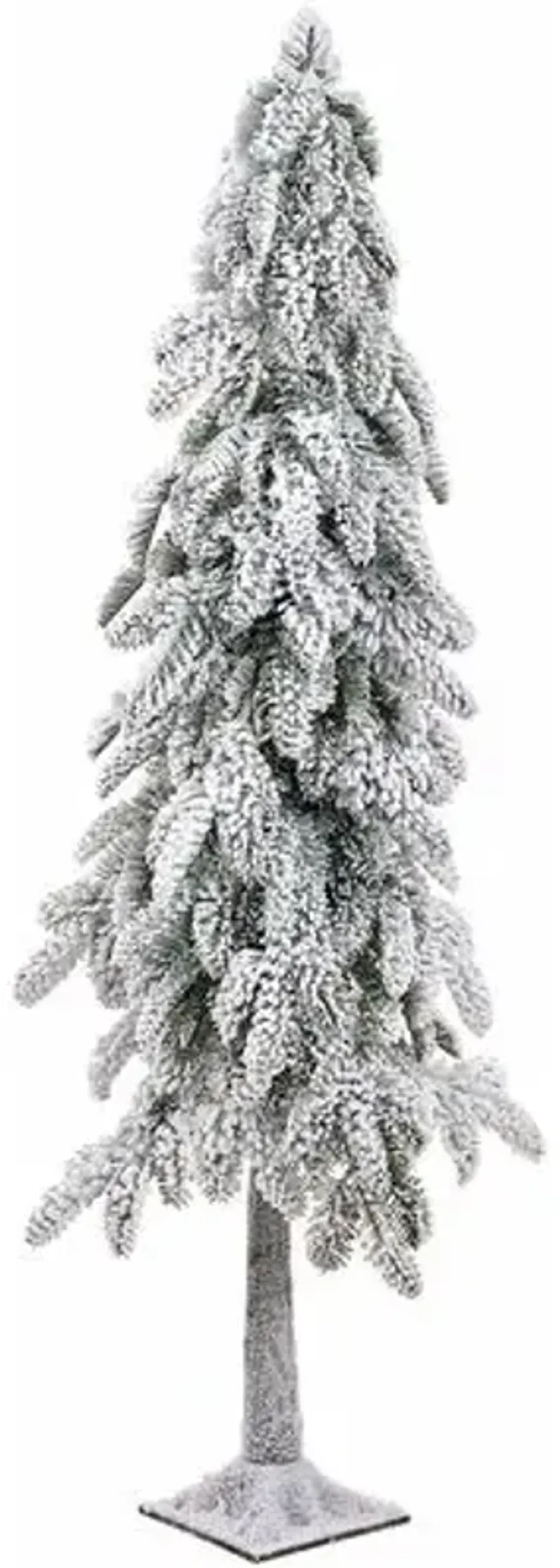 Heavy Snowed Pine Tree on Metal Stand - White