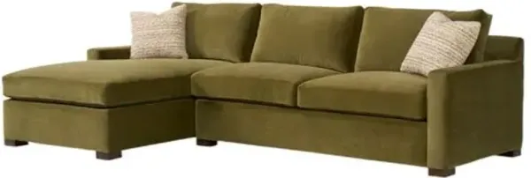 Regency Sectional Chaise - Olive Velvet Recycled Performance - Handcrafted - Green - Comfortable, Sturdy, Stylish