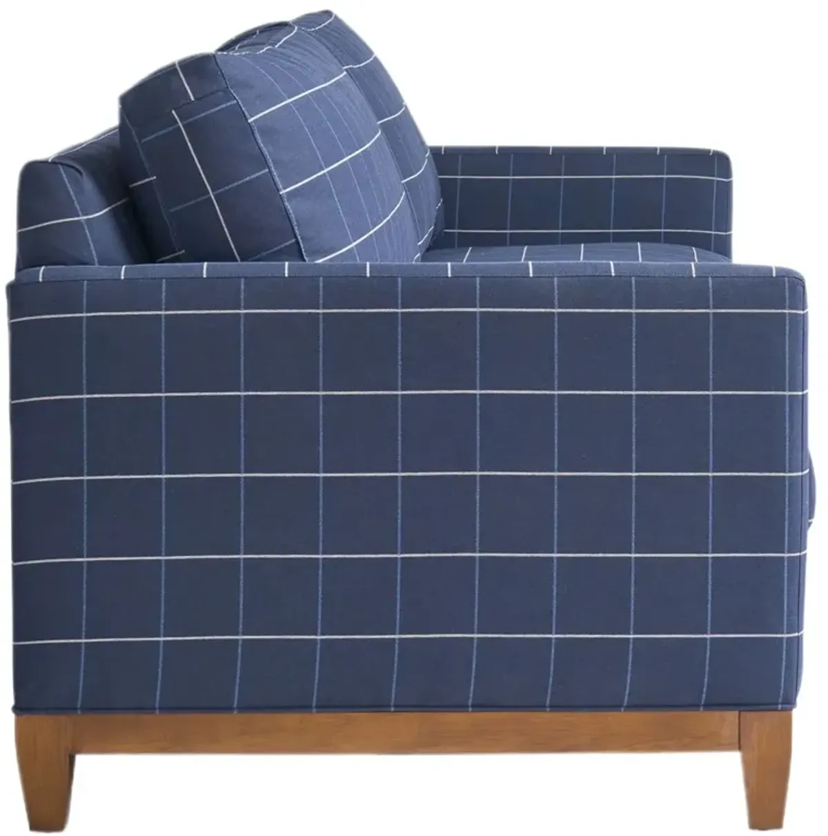 Rawley Track Arm Sofa, Indigo Plaid Crypton Performance