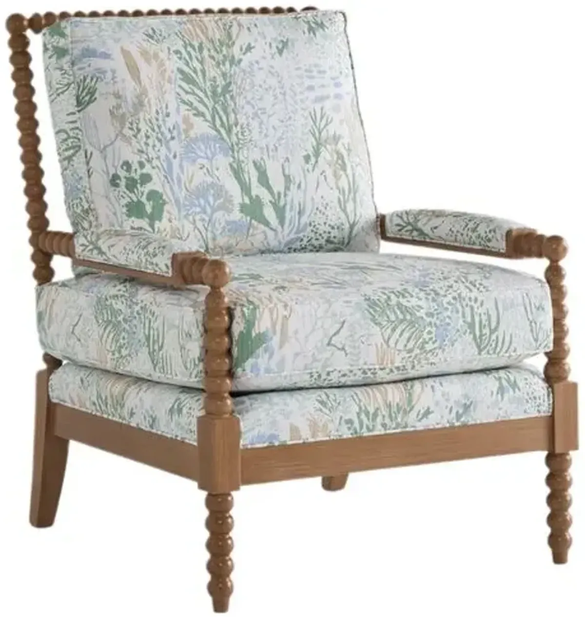 Bankwood Spindle Chair - Watercolor Floral - Handcrafted - Multi