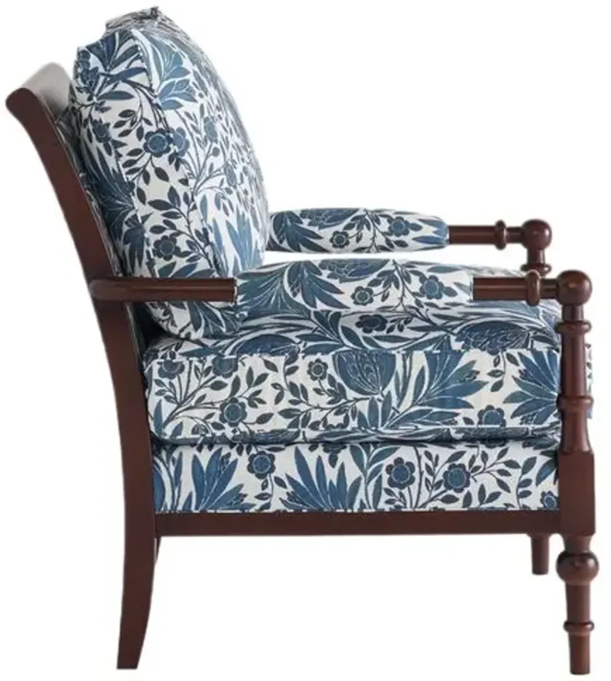 Lucy Exposed Wood Chair - Ink Floral - Handcrafted - Blue