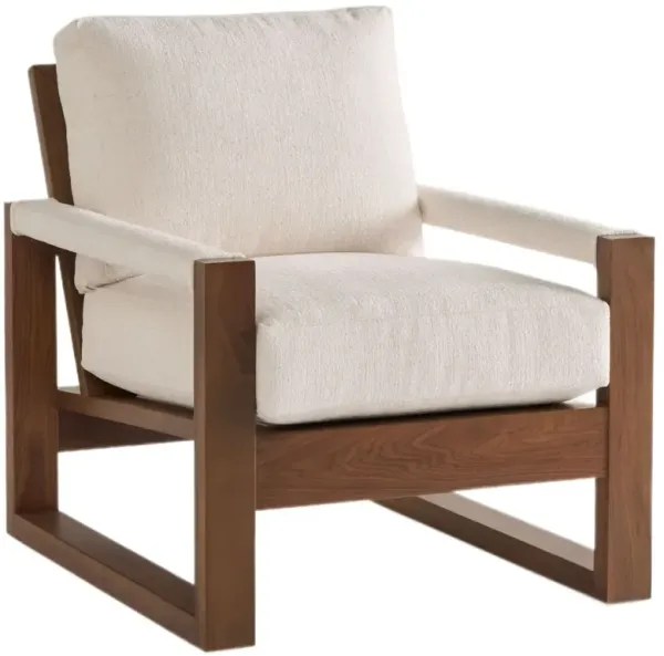 Roth Exposed Wood Chair, Snow Crypton Performance