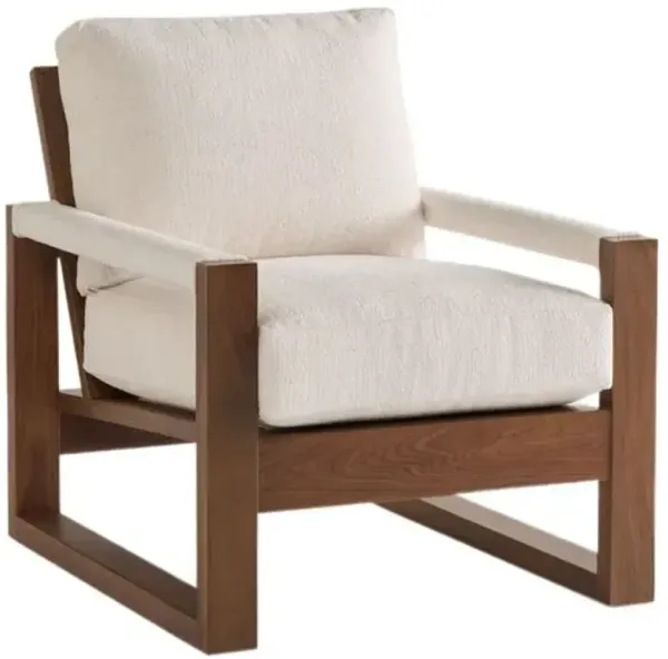 Roth Exposed Wood Chair - Snow Crypton Performance - Handcrafted - Ivory