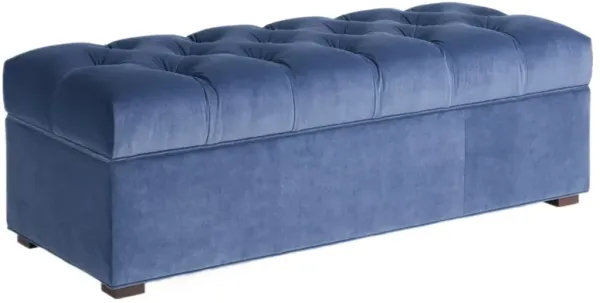 Duval Tufted Storage Ottoman, Pacific Blue Velvet Crypton Performance