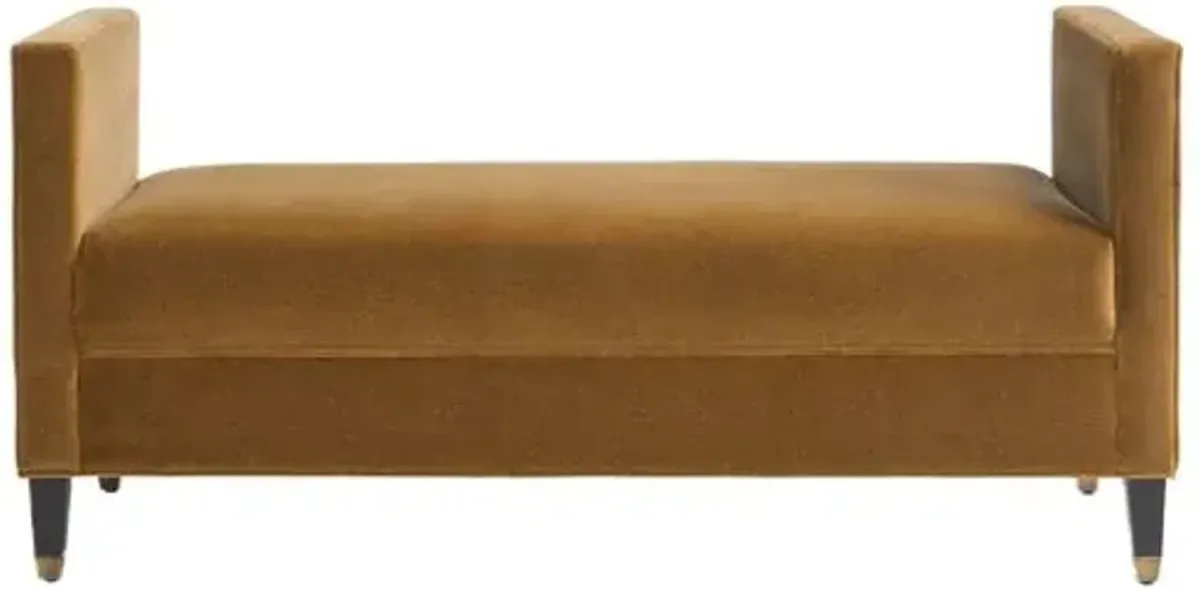 Pearce Upholstered Bench - Brown Sugar Mohair - Handcrafted