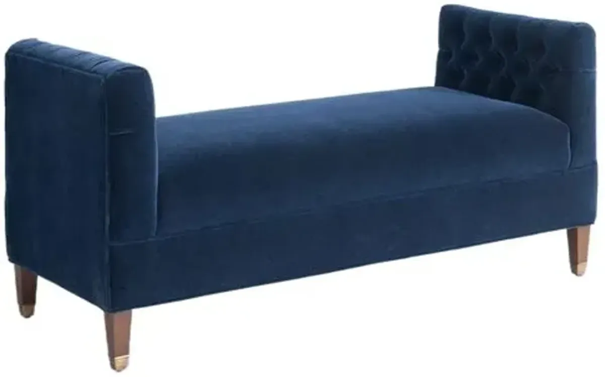 Boston Upholstered Bench - Admiral Mohair - Handcrafted - Blue