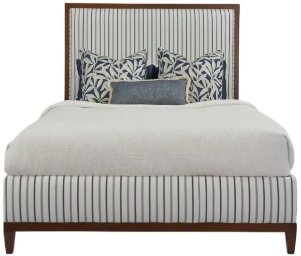 Eastgate Upholstered Bed, Indigo Cotton Stripe