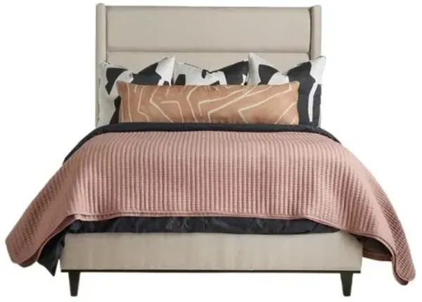 Mave Upholstered Channeled Bed - Crème Crypton Performance - Handcrafted - Beige