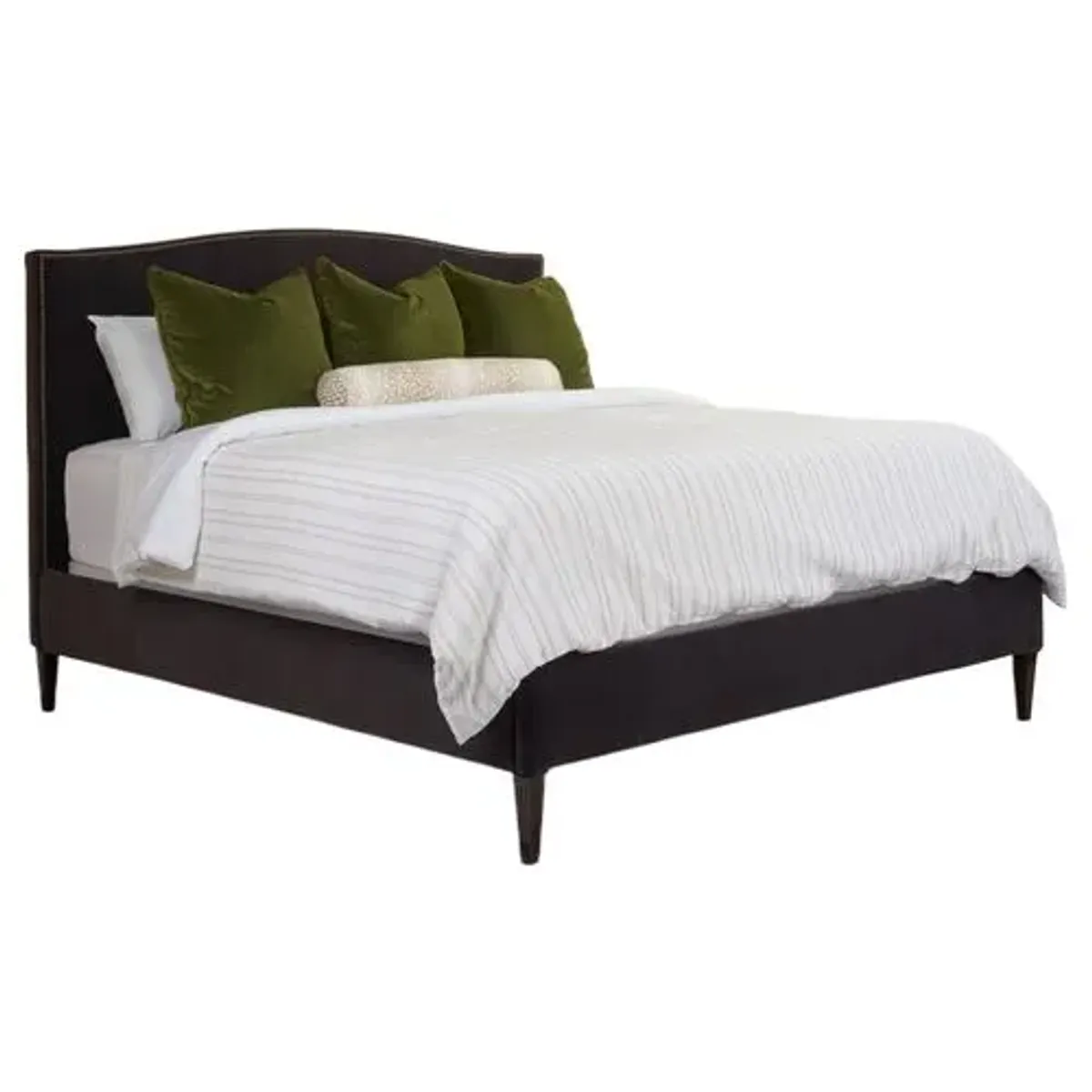 Bridgeway Arched Bed with Nailheads - Mink Velvet - Handcrafted - Brown - Exclusive