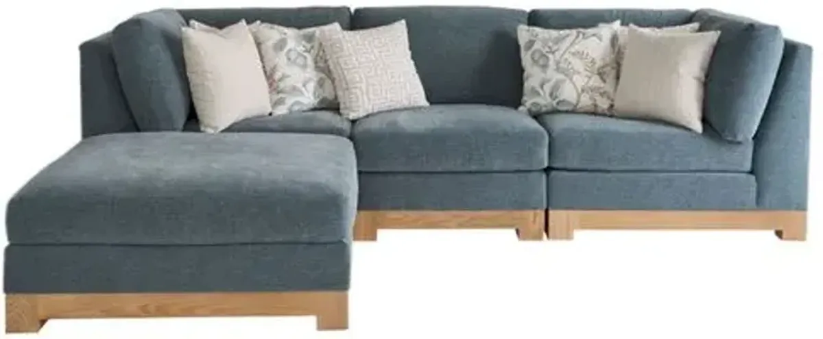 Spade Modular Sectional Chaise - Slate Crypton Performance - Handcrafted - Blue - Comfortable, Sturdy, Stylish, Eco-Friendly, Eco-Friendly