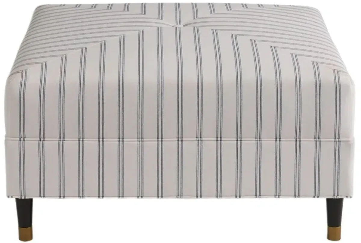 Martin Square Cocktail Ottoman, Mariner Stripe Sunbrella