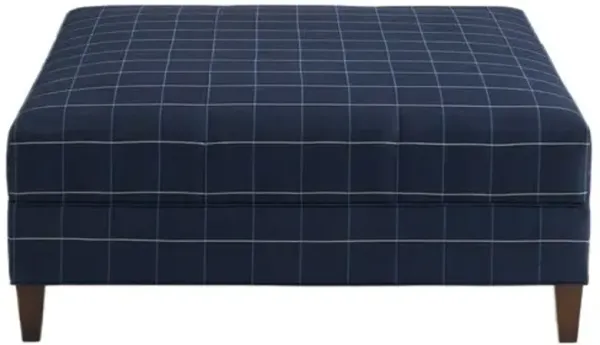 Ottoman Options Ottoman - Indigo Plaid Crypton - Handcrafted - Blue