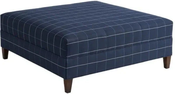 Martin Square Cocktail Ottoman, Indigo Plaid Crypton Performance