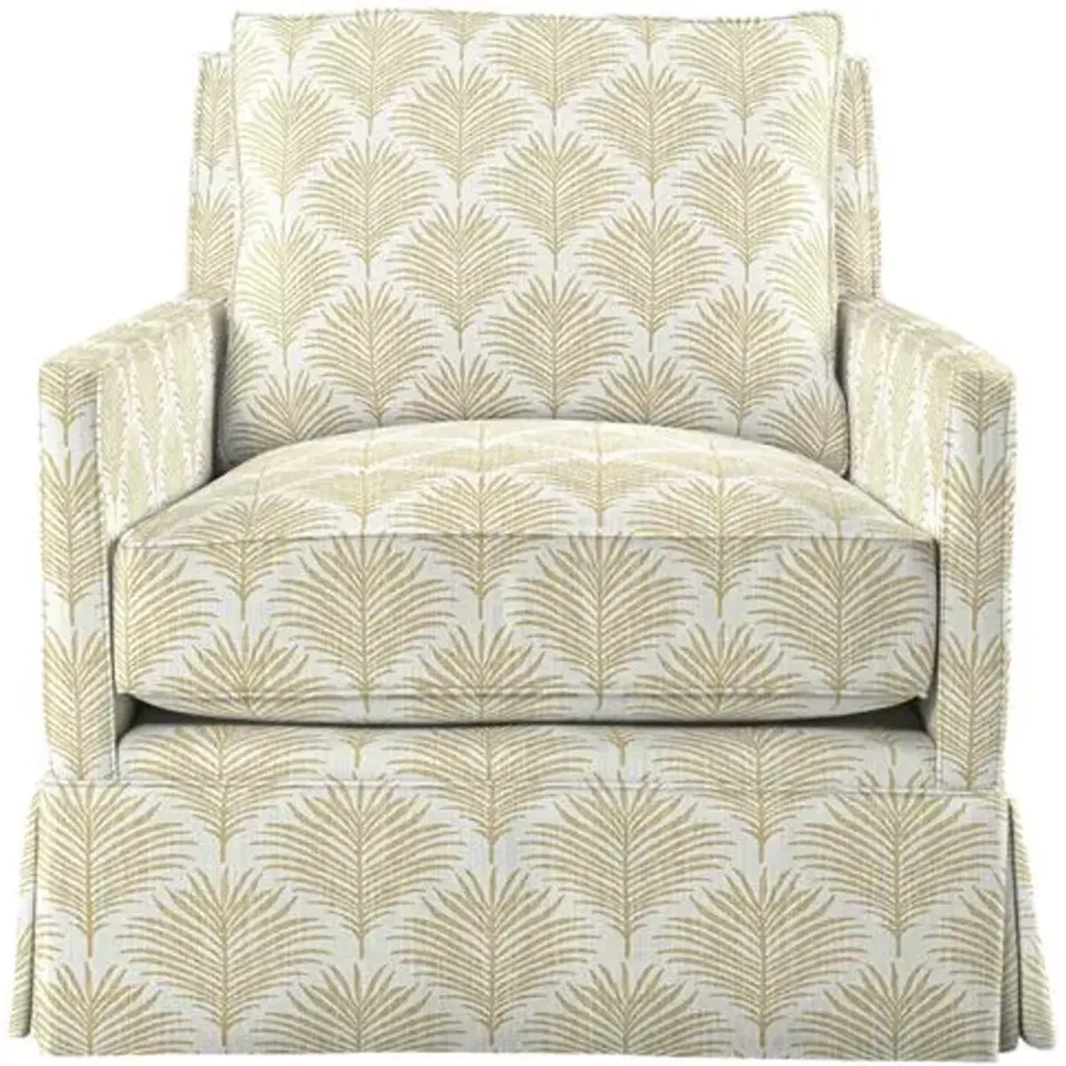 Auburn Swivel Chair - Linen Leaf Print - Handcrafted