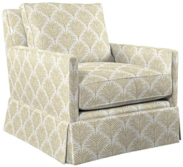 Auburn Swivel Chair - Linen Leaf Print - Handcrafted