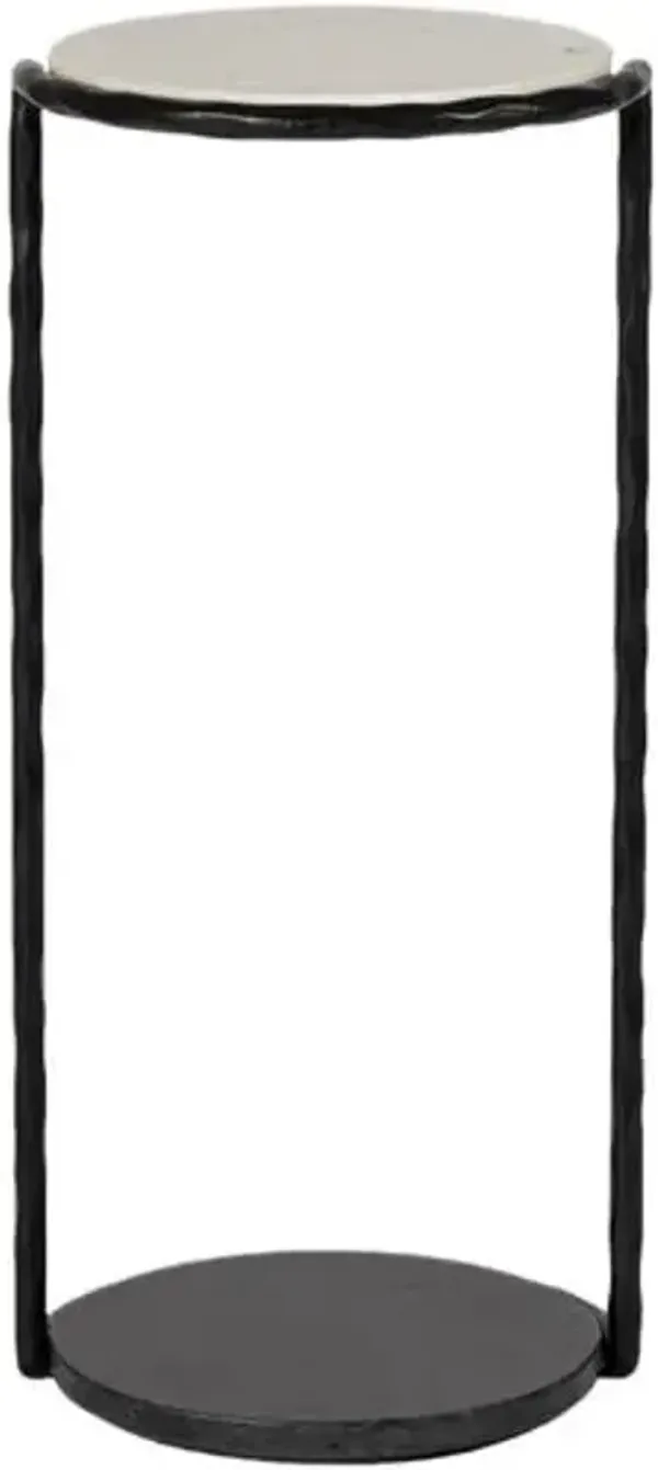 Vanessa Marble Top Round Side Table - Black/White - Tulsi Home