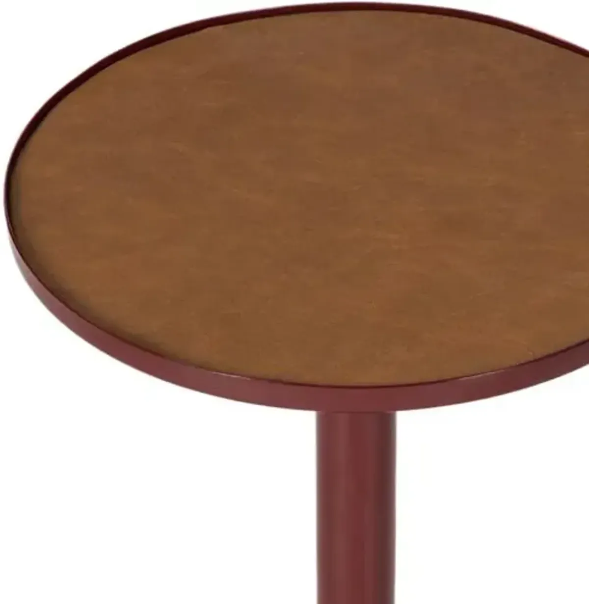 Cayden Leather Top Drink Table - Tulsi Home - Red