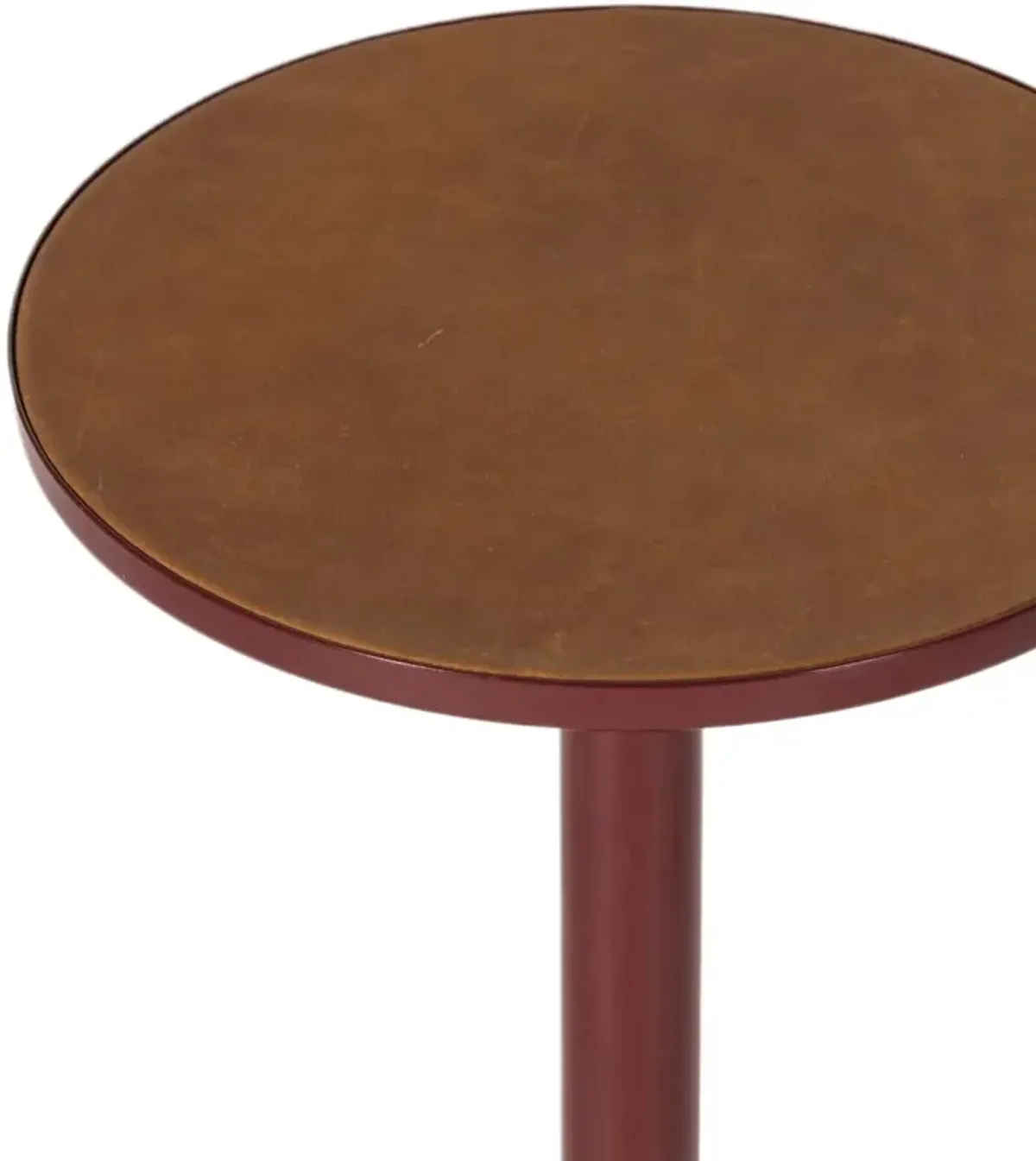 Cayden Leather Top Drink Table - Tulsi Home - Red